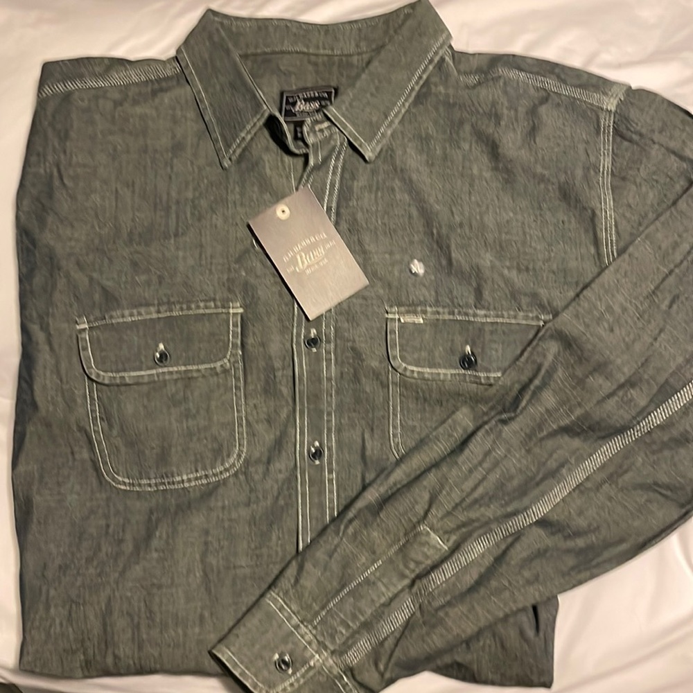 Bass XL Long Sleeve Dark Gray Denim Shirt